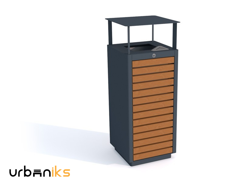 Cestni koš s pepelnikom in nadstreškom  80L  - Robin