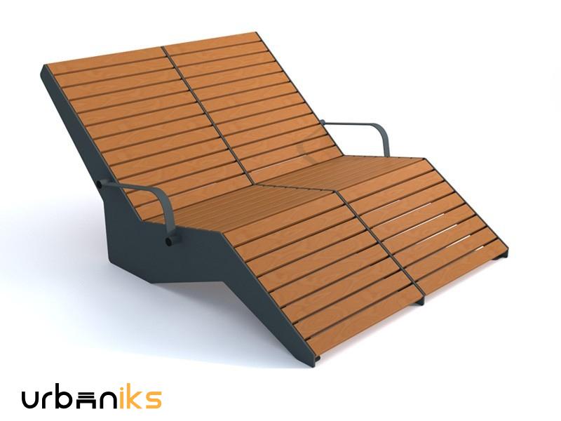 Dvojni ležalnik z nasloni za roke - Aron 