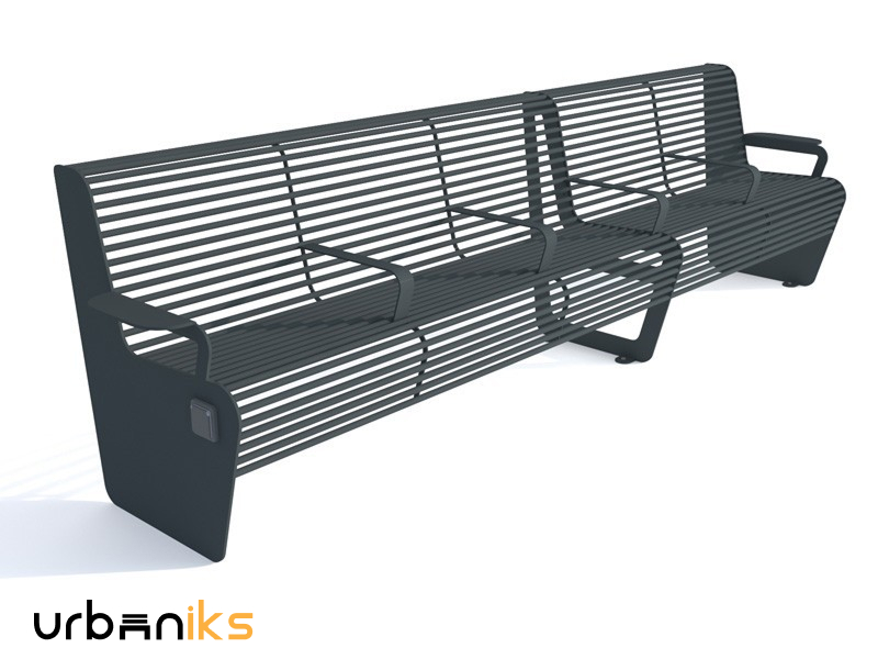 Jeklena klop z naslonom in več nasloni za roke - Talia